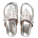 Sandália Papete Feminina de Dedo Marcela Sola Baixa Prata