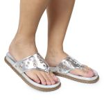 Sandália Papete Feminina de Dedo Marcela Sola Baixa Prata