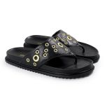 Sandália Papete Feminina de Dedo Marcela Sola Baixa Preto