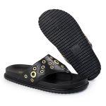 Sandália Papete Feminina de Dedo Marcela Sola Baixa Preto