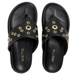 Sandália Papete Feminina de Dedo Marcela Sola Baixa Preto