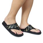 Sandália Papete Feminina de Dedo Marcela Sola Baixa Preto