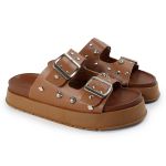 Papete Feminina Fivelas Camila Sola Alta Caramelo