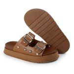 Papete Feminina Fivelas Camila Sola Alta Caramelo