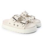 Papete Feminina Fivelas Camila Sola Alta Off-White