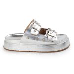 Papete Feminina Fivelas Camila Sola Alta Prata