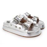 Papete Feminina Fivelas Camila Sola Alta Prata