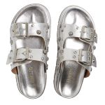 Papete Feminina Fivelas Camila Sola Alta Prata