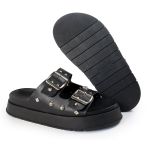 Papete Feminina Fivelas Camila Sola Alta Preto