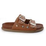 Papete Feminina Fivelas Camila Sola Baixa Caramelo