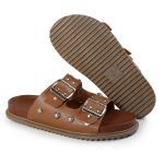 Papete Feminina Fivelas Camila Sola Baixa Caramelo