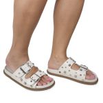 Papete Feminina Fivelas Camila Sola Baixa Off-White