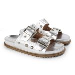 Papete Feminina Fivelas Camila Sola Baixa Prata