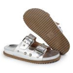 Papete Feminina Fivelas Camila Sola Baixa Prata