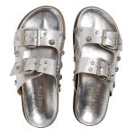 Papete Feminina Fivelas Camila Sola Baixa Prata