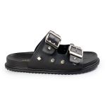 Papete Feminina Fivelas Camila Sola Baixa Preto