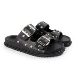 Papete Feminina Fivelas Camila Sola Baixa Preto