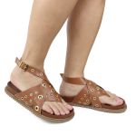 Papete Feminina Alessandra Sola Baixa Caramelo