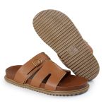 Papete Feminina Elisa Fivela Detalhe em H Sola Baixa Caramelo