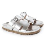 Papete Feminina Elisa Fivela Detalhe em H Sola Baixa Prata