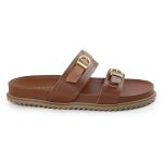 Sandália Papete Feminina Giovana Duas Tiras Sola Baixa Caramelo