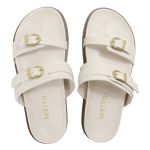 Sandália Papete Feminina Giovana Duas Tiras Sola Baixa Off-White