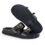 Sandália Papete Feminina Giovana Duas Tiras Sola Baixa Preto