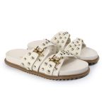 Sandália Papete Feminina Beatriz Sola Baixa Duas Tiras Off-White