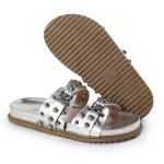 Sandália Papete Feminina Beatriz Sola Baixa Duas Tiras Prata