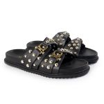 Sandália Papete Feminina Beatriz Sola Baixa Duas Tiras Preto