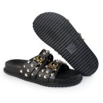 Sandália Papete Feminina Beatriz Sola Baixa Duas Tiras Preto