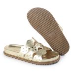 Sandália Papete Feminina Serena Sola Baixa Tiras de Onda Dourado