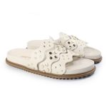 Sandália Papete Feminina Serena Sola Baixa Tiras de Onda Off-White