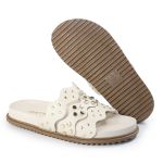 Sandália Papete Feminina Serena Sola Baixa Tiras de Onda Off-White