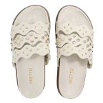 Sandália Papete Feminina Serena Sola Baixa Tiras de Onda Off-White