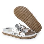 Sandália Papete Feminina Serena Sola Baixa Tiras de Onda Prata