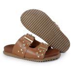 Sandália Papete Feminina Aurora Sola Baixa Caramelo