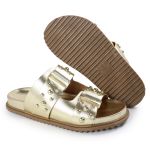 Sandália Papete Feminina Aurora Sola Baixa Dourado