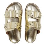Sandália Papete Feminina Aurora Sola Baixa Dourado