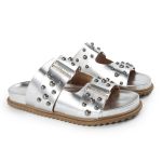 Sandália Papete Feminina Aurora Sola Baixa Prata