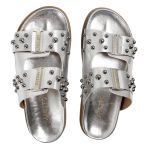 Sandália Papete Feminina Aurora Sola Baixa Prata