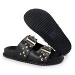 Sandália Papete Feminina Aurora Sola Baixa Preto