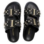 Sandália Papete Feminina Aurora Sola Baixa Preto