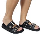 Sandália Papete Feminina Aurora Sola Baixa Preto