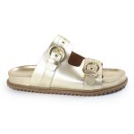 Sandália Papete Feminina Vitoria Duas Tiras Sola Baixa Dourado