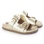 Sandália Papete Feminina Vitoria Duas Tiras Sola Baixa Dourado