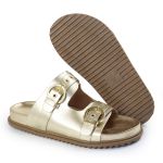 Sandália Papete Feminina Vitoria Duas Tiras Sola Baixa Dourado