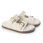 Sandália Papete Feminina Vitoria Duas Tiras Sola Baixa Off-White