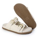 Sandália Papete Feminina Vitoria Duas Tiras Sola Baixa Off-White