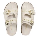 Sandália Papete Feminina Vitoria Duas Tiras Sola Baixa Off-White